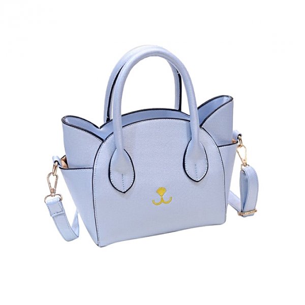 Woman face cat shoulder bag tote bag messenger bag Messenger bag blue